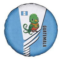 Guatemala Cute Quetzal Bird Spare Tire Cover with Blue White Flag Colors and Tribal Pattern Design - Wonder Print Shop