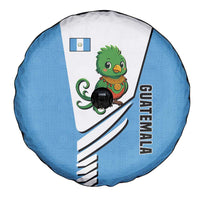 Guatemala Cute Quetzal Bird Spare Tire Cover with Blue White Flag Colors and Tribal Pattern Design - Wonder Print Shop