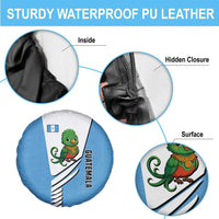 Guatemala Cute Quetzal Bird Spare Tire Cover with Blue White Flag Colors and Tribal Pattern Design - Wonder Print Shop