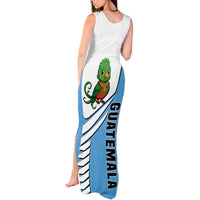 Guatemala Cute Quetzal Bird Tank Maxi Dress with Blue White Flag Colors and Tribal Pattern Design - Wonder Print Shop