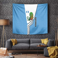 Guatemala Cute Quetzal Bird Tapestry with Blue White Flag Colors and Tribal Pattern Design - Wonder Print Shop