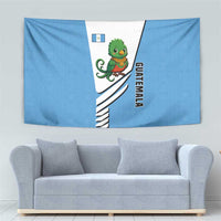 Guatemala Cute Quetzal Bird Tapestry with Blue White Flag Colors and Tribal Pattern Design - Wonder Print Shop