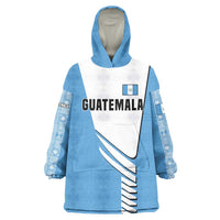 Guatemala Cute Quetzal Bird Wearable Blanket Hoodie with Blue White Flag Colors and Tribal Pattern Design - Wonder Print Shop