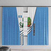 Guatemala Cute Quetzal Bird Window Curtain with Blue White Flag Colors and Tribal Pattern Design - Wonder Print Shop