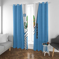 Guatemala Cute Quetzal Bird Window Curtain with Blue White Flag Colors and Tribal Pattern Design - Wonder Print Shop