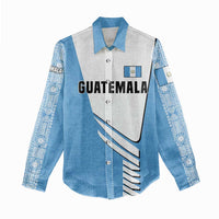 Guatemala Cute Quetzal Bird Women Casual Shirt with Blue White Flag Colors and Tribal Pattern Design - Wonder Print Shop