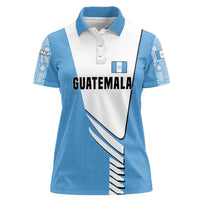 Guatemala Cute Quetzal Bird Women Polo Shirt with Blue White Flag Colors and Tribal Pattern Design - Wonder Print Shop