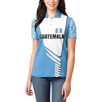 Guatemala Cute Quetzal Bird Women Polo Shirt with Blue White Flag Colors and Tribal Pattern Design - Wonder Print Shop