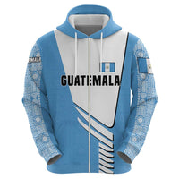 Guatemala Cute Quetzal Bird Zip Hoodie with Blue White Flag Colors and Tribal Pattern Design - Wonder Print Shop