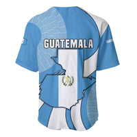 Guatemala Flag Map Baseball Jersey with Blue White Swirl and Geometric Pattern Design - Wonder Print Shop