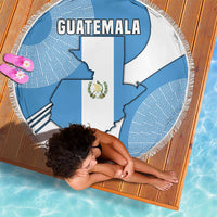 Guatemala Flag Map Beach Blanket with Blue White Swirl and Geometric Pattern Design - Wonder Print Shop