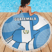 Guatemala Flag Map Beach Blanket with Blue White Swirl and Geometric Pattern Design - Wonder Print Shop