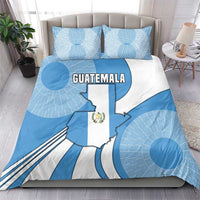 Guatemala Flag Map Bedding Set with Blue White Swirl and Geometric Pattern Design - Wonder Print Shop