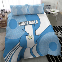 Guatemala Flag Map Bedding Set with Blue White Swirl and Geometric Pattern Design - Wonder Print Shop