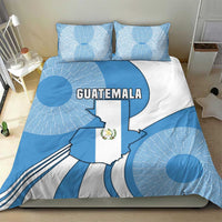 Guatemala Flag Map Bedding Set with Blue White Swirl and Geometric Pattern Design - Wonder Print Shop