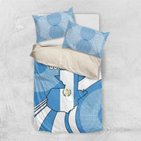 Guatemala Flag Map Bedding Set with Blue White Swirl and Geometric Pattern Design - Wonder Print Shop