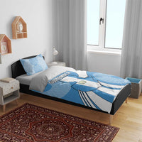 Guatemala Flag Map Bedding Set with Blue White Swirl and Geometric Pattern Design - Wonder Print Shop