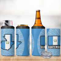 Guatemala Flag Map 4 in 1 Can Cooler Tumbler with Blue White Swirl and Geometric Pattern Design - Wonder Print Shop