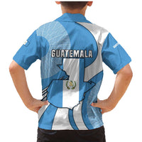 Guatemala Flag Map Family Matching Mermaid Dress and Hawaiian Shirt with Blue White Swirl and Geometric Pattern Design - Wonder Print Shop