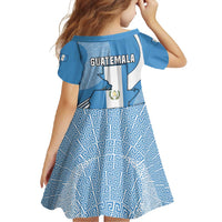 Guatemala Flag Map Family Matching Off Shoulder Maxi Dress and Hawaiian Shirt with Blue White Swirl and Geometric Pattern Design - Wonder Print Shop