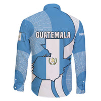 Guatemala Flag Map Family Matching Off Shoulder Maxi Dress and Hawaiian Shirt with Blue White Swirl and Geometric Pattern Design - Wonder Print Shop