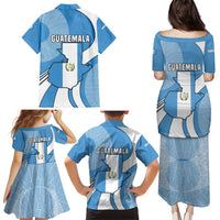 Guatemala Flag Map Family Matching Puletasi and Hawaiian Shirt with Blue White Swirl and Geometric Pattern Design - Wonder Print Shop
