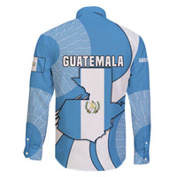 Guatemala Flag Map Family Matching Short Sleeve Bodycon Dress and Hawaiian Shirt with Blue White Swirl and Geometric Pattern Design - Wonder Print Shop