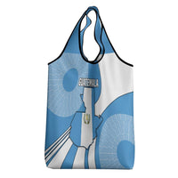 Guatemala Flag Map Grocery Bag with Blue White Swirl and Geometric Pattern Design - Wonder Print Shop