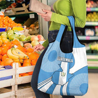 Guatemala Flag Map Grocery Bag with Blue White Swirl and Geometric Pattern Design - Wonder Print Shop