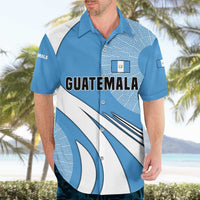 Guatemala Flag Map Hawaiian Shirt with Blue White Swirl and Geometric Pattern Design - Wonder Print Shop
