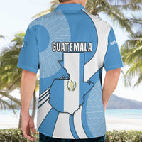 Guatemala Flag Map Hawaiian Shirt with Blue White Swirl and Geometric Pattern Design - Wonder Print Shop