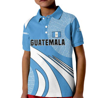 Guatemala Flag Map Kid Polo Shirt with Blue White Swirl and Geometric Pattern Design - Wonder Print Shop