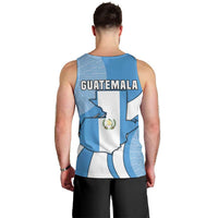 Guatemala Flag Map Men Tank Top with Blue White Swirl and Geometric Pattern Design - Wonder Print Shop