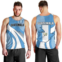Guatemala Flag Map Men Tank Top with Blue White Swirl and Geometric Pattern Design - Wonder Print Shop
