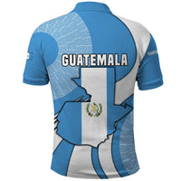 Guatemala Flag Map Polo Shirt with Blue White Swirl and Geometric Pattern Design - Wonder Print Shop