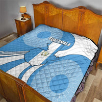 Guatemala Flag Map Quilt with Blue White Swirl and Geometric Pattern Design - Wonder Print Shop