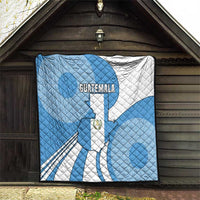 Guatemala Flag Map Quilt with Blue White Swirl and Geometric Pattern Design - Wonder Print Shop
