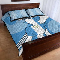 Guatemala Flag Map Quilt Bed Set with Blue White Swirl and Geometric Pattern Design - Wonder Print Shop