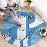 Guatemala Flag Map Round Carpet with Blue White Swirl and Geometric Pattern Design - Wonder Print Shop