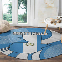 Guatemala Flag Map Round Carpet with Blue White Swirl and Geometric Pattern Design - Wonder Print Shop