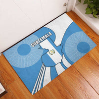 Guatemala Flag Map Rubber Doormat with Blue White Swirl and Geometric Pattern Design - Wonder Print Shop