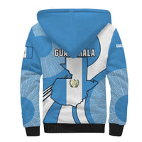 Guatemala Flag Map Sherpa Hoodie with Blue White Swirl and Geometric Pattern Design - Wonder Print Shop