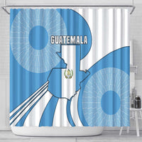 Guatemala Flag Map Shower Curtain with Blue White Swirl and Geometric Pattern Design - Wonder Print Shop