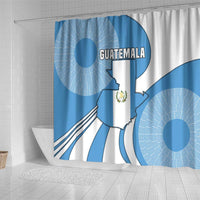 Guatemala Flag Map Shower Curtain with Blue White Swirl and Geometric Pattern Design - Wonder Print Shop