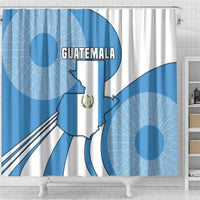 Guatemala Flag Map Shower Curtain with Blue White Swirl and Geometric Pattern Design - Wonder Print Shop