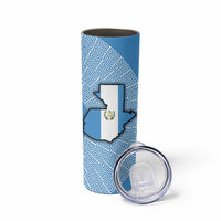 Guatemala Flag Map Skinny Tumbler with Blue White Swirl and Geometric Pattern Design - Wonder Print Shop