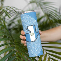 Guatemala Flag Map Skinny Tumbler with Blue White Swirl and Geometric Pattern Design - Wonder Print Shop