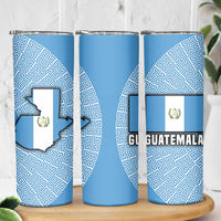 Guatemala Flag Map Skinny Tumbler with Blue White Swirl and Geometric Pattern Design - Wonder Print Shop