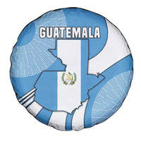 Guatemala Flag Map Spare Tire Cover with Blue White Swirl and Geometric Pattern Design - Wonder Print Shop