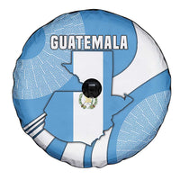 Guatemala Flag Map Spare Tire Cover with Blue White Swirl and Geometric Pattern Design - Wonder Print Shop